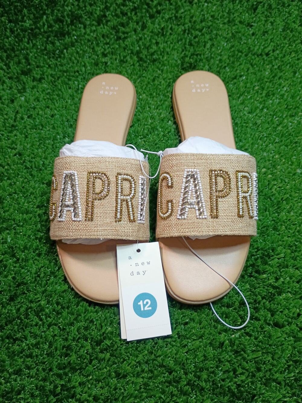 Stylish A New Day Nehemia Capri Beaded Slide Sandals 12